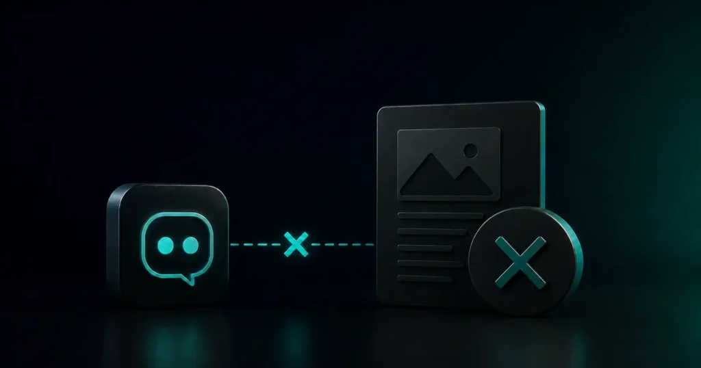 AI assistant blocked from accessing website content, showing extraction barriers that prevent content from being quoted in AI-generated answers.